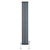 Oval Single Column Radiator & Valves - 1600mm x 240mm - Anthracite Grey