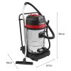 Industrial Vacuum Cleaner 80L Wet & Dry 5 Attachments Commercial Cleaning 3000W Triple Motor Stainless Steel Cloth Filter 1.5m Hose 9m Cable Bagless or Bagged 3 x FREE Hoover Bags