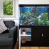 MonsterShop Fish Tank Aquarium & Starter Accessories, Black Cabinet, 4ft, 300L, Black Gravel