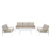 Aluminium 4 Piece Sofa Set with Black Rattan Storage Box - White