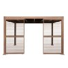Wood Effect Aluminium Pergola With Blinds, 2 x Side Panels & LED Lights - 4m x 3m