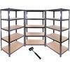 3 x 90cm Black Shed / Utility / Greenhouse Storage Racks Bays / Garage Shelving + 1 FREE Rubber Mallet