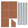 Composite Fence Panels, Angled Piece & LED Posts 6ft x 31.5ft - Brown