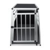 Pet Car Transport Crate Cage Large Aluminium Travel Box Trapezoidal Dog Cat Puppy Carrier Estate Vehicle 1 Door 69 x 65 x 90cm | FREE Plastic Washable Mat