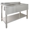 KuKoo Commercial Kitchen Catering Sink, Stainless Steel, Right Hand Drainer, 1.0 Bowl, 120cm Wide