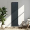 Aluminium Designer Radiator 1800mm x 475mm & TRV Chrome Valves Vertical Double Flat Panel Column Lightweight Modern Heater Matt Anthracite Grey Kitchen Living Room Cleaning Brush Fixing Kit Brackets