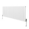 Oval Column Radiator 600mm x 1440mm & TRV Chrome Valves Modern Designer Double Panel Central Heating Heater White Steel Horizontal Kitchen Living Room FREE Cleaning Brush Fixing Kit & Brackets