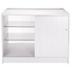 Retail Glass Shelf Product Display Shop Counter Showcase Lockable Cabinet Unit White - K1200