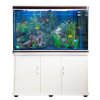 MonsterShop Fish Tank Aquarium & Starter Accessories, White Cabinet, Blue Gravel, 4ft, 300L