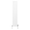 Oval Column Radiator 1800mm x 360mm & TRV Chrome Valves Modern Designer Double Panel Central Heating Heater White Steel Vertical Kitchen Living Room FREE Cleaning Brush Fixing Kit & Brackets