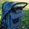Pet Stroller Caddy Organiser Navy Blue Pushchair Pram Travel Accessory Bag Detachable Hook & Loop Straps Elastic Cup Pouch Front Pocket Large Capacity Multifunctional Waterproof Oxford Fabric