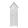 Wooden Garden Storage Shed White Tool Organiser Cabinet Beach Hut Sentry Box Lockable Doors 3 Corner Shelves 4 Door Hooks Roof Hatch Padlock 4 Keys Ground Fixing Kit Screw Covers Fir Wood Asphalt Roof
