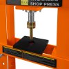 Hydraulic Shop Press 10 Ton Tonne 10,000kg Bench Mount Heavy Duty Steel Detachable Pressure Gauge Hand Pump Adjustable 180-335mm Vertical Work Area Workshop Garage FREE Tool Set 8 Mandrels & 1 Adapter