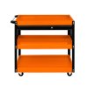 Tool Storage Tolley 3 Tier Portable Cart Roller Cabinet Lockable Drawer 2 Keys 4 Castor Wheels Handle 2 Hanging Boards 6 Hooks 150kg Capacity Workshop Garage Utility DIY Heavy Duty Powder Coated Steel