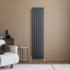 Oval Single Column Radiator & Valves - 1600mm x 360mm - Anthracite Grey