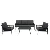 Anthracite 4 Piece Sofa Set With Black Parasol & Base