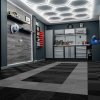 Vented Modular Interlocking Flooring Tiles 165 Black & 60 Grey With Edges & Hexagon LED Lighting 28 White Lights & Border 6500K 3 Mount Options & Suspended Ceiling Kit Single Garage Floor Mat 6m x 6m
