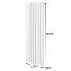 Oval Column Radiator 1600mm x 480mm & TRV Chrome Valves Modern Designer Double Panel Central Heating Heater White Steel Vertical Kitchen Living Room FREE Cleaning Brush Fixing Kit & Brackets