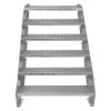 Metal Staircase 6 Section Adjustable Height 90cm / 900mm Wide Galvanised Steel Silver 6 Steps Weatherproof Grate Step Outdoor Garden Patio Modular Stairs 5mm Rod Thickness FREE Fixing Kit