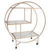 Bar Cart Drinks Trolley Halo Serving Table On Caster Wheels Rose Gold Storage Shelving, 3 Shelves, Art Deco, 30's Styles, Furniture, Vintage, Side-table, Tea Party, Modern