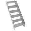 Metal Staircase 6 Section Adjustable Height 60cm / 600mm Wide Galvanised Steel Silver 6 Steps Weatherproof Grate Step Outdoor Garden Patio Modular Stairs 5mm Rod Thickness FREE Fixing Kit
