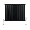 Flat Single Column Radiator & Valves - 600mm x 700mm - Black