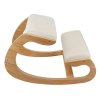 Ergonomic Kneeling Chair Wooden Oak White Linen Fabric 8cm Thick Padded Cushion Office Home Rocking Orthopaedic Posture Stool Back Knee Support 120kg Capacity FREE Keyboard and Mouse Wrist Rest Pads