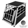 Pet Car Transport Crate Cage Aluminium Travel Box Trapezoidal Dog Cat Puppy Carrier Estate Vehicle 1 Door 50 x 54 x 69cm | FREE Plastic Washable Mat