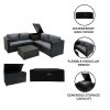 Rattan Modular 6 Piece Furniture Set & 700L Storage Box – Black