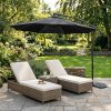 LED Cantilever Parasol 3m With Half Fan Base - Black