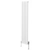Oval Column Radiator 1600mm x 240mm & TRV Chrome Valves Modern Designer Double Panel Central Heating Heater White Steel Vertical Kitchen Living Room FREE Cleaning Brush Fixing Kit & Brackets