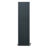 Aluminium Designer Radiator 1800mm x 475mm & TRV Chrome Valves Vertical Double Flat Panel Column Lightweight Modern Heater Matt Anthracite Grey Kitchen Living Room Cleaning Brush Fixing Kit Brackets