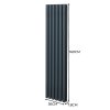 Oval Column Radiator 1600mm x 360mm & TRV Chrome Valves Modern Designer Double Panel Central Heating Heater Anthracite Grey Steel Vertical Kitchen Living Room FREE Cleaning Brush Fixing Kit & Brackets