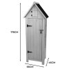 Wooden Garden Storage Shed Grey Tool Organiser Cabinet Beach Hut Sentry Box Lockable Doors 3 Corner Shelves 4 Door Hooks Roof Hatch Padlock 4 Keys Ground Fixing Kit Screw Covers Fir Wood Asphalt Roof