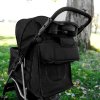 Pet Stroller Caddy Organiser Black Pushchair Pram Travel Accessory Bag Detachable Hook & Loop Straps Elastic Cup Pouch Front Pocket Large Capacity Multifunctional Waterproof Oxford Fabric