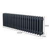 Traditional 3 Column Radiator 300mm x 1012mm Modern Central Heating Heater Anthracite Matt Grey Carbon Steel Horizontal Wall Mounted Kitchen Living Room Bathroom Cleaning Brush Fixing Kit & Brackets