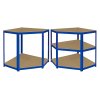 1 x Corner Garage Racking Unit & 2 x Single Racking Storage Units / 5 T-Rax Blue Steel & MDF Shelves / 4125kg capacity / 265kg per shelf / Free Rubber Mallet