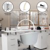 Professional Manicure Table & LED Half Moon Lamp 29.5In Nail Beauty Salon Dust Collector Removable Cushion Wheels Pull Out Drawers 1 Cupboard 2 Shelves 3 Colour Dimmable Temperature Light Phone Holder
