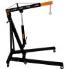 Engine Crane 2 Tonne Ton 2000kg Hydraulic Pump Handle Folding Legs Hoist Lift Jack Stand Handle 6 Portable Heavy Duty Wheels Workshop Garage 4 JIB Positions Chain Hook Black Powder Coated Steel