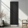 Oval Column Radiator 1800mm x 600mm Modern Designer Double Panel Central Heating Heater Matt Black Carbon Steel Vertical Kitchen Living Room Bathroom FREE Cleaning Brush Fixing Kit & Brackets