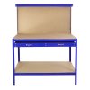 Workshop Workbench With Pegboard And Drawer Heavy-Duty Garage Metal Tool Storage Worktop Shelf Station Shelving Unit FREE 40 x Hooks DIY Steel Industrial Work-table Blue