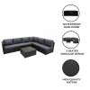 Rattan Garden Corner Furniture Set Outdoor Premium 7 PC Black 5 Seater Modular Sofa Chairs With Cushions Glass Top Coffee Table UV Protected Metal and Outsunny 3 x 2m Metal Outdoor Pergola with Retractable Roof, Outdoor Gazebo Canopy Shelter with Drainage