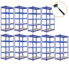 9 x Blue Racking Bay Unit 5 Tier Heavy Duty Steel Metal 280kg Capacity Per Shelf Garage Shelves Storage Warehouse Shed Workshop Greenhouse Boltless Shelving 90cm x 45cm x 180m FREE Rubber Mallet