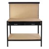 Garage Workbench With Pegboard Drawer Heavy Duty Bench Steel Tool Storage Station Unit With Shelves FREE 40 Hooks DIY Workshop Industrial Metal Work-table Worktop Black