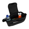 Pet Stroller Caddy Organiser Black Pushchair Pram Travel Accessory Bag Detachable Hook & Loop Straps Elastic Cup Pouch Front Pocket Large Capacity Multifunctional Waterproof Oxford Fabric