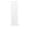 Oval Column Radiator 1800mm x 480mm & TRV Chrome Valves Modern Designer Double Panel Central Heating Heater White Steel Vertical Kitchen Living Room FREE Cleaning Brush Fixing Kit & Brackets