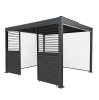 Anthracite Aluminium Pergola With White Blinds & 2 Shutter Panels - 3m x 4m