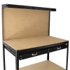 Garage Workbench With Pegboard Drawer Heavy Duty Bench Steel Tool Storage Station Unit With Shelves FREE 40 Hooks DIY Workshop Industrial Metal Work-table Worktop Black
