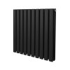 Oval Column Radiator 600mm x 600mm Modern Designer Double Panel Central Heating Heater Matt Black Carbon Steel Horizontal Kitchen Living Room Bathroom FREE Cleaning Brush Fixing Kit & Brackets