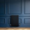 Traditional 4 Column Radiator & Valves - 600 x 425mm - Anthracite Grey